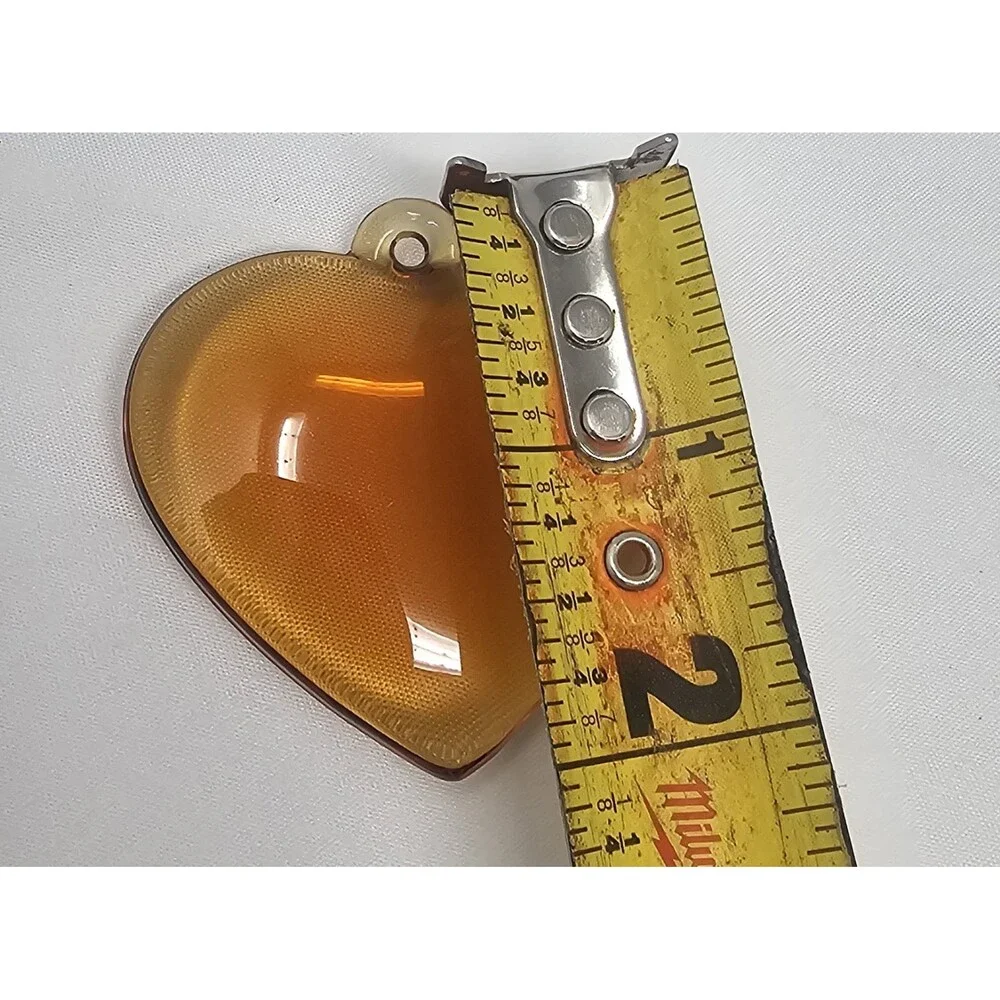 Vintage Amber 24% Lead Crystal Glass Heart Pendant Necklace Made In Germany NIB - Picture 7 of 8